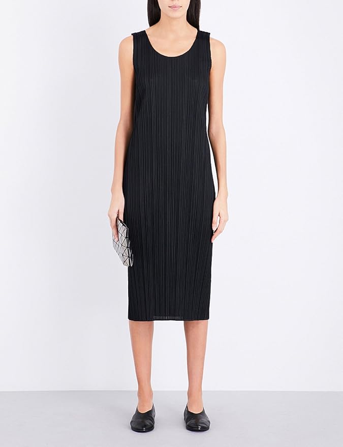 Amazon Co Jp プリーツ プリーズ イッセイ ミヤケ トップス ワンピース Sleeveless Pleated Midi Dress Black 1az 並行輸入品 服 ファッション小物