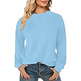 Elesomo Womens Sweatshirts Cotton Crew Neck Casual Long Sleeve Pullover Tops