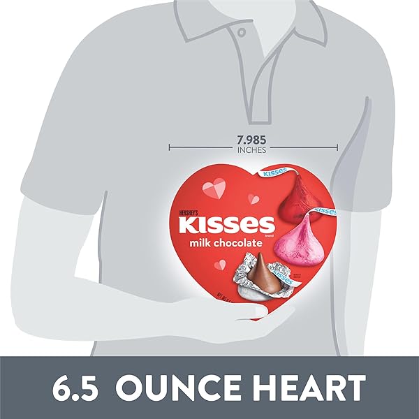 HERSHEY’S KISSES MILK CHOCOLATE, VALENTINE’S CANDY GIFT BOX, 6.5 OZ
