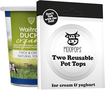 MOOPOPS Pot Tops 2 Reusable Silicone Airtight Fitting Yoghurt Pots