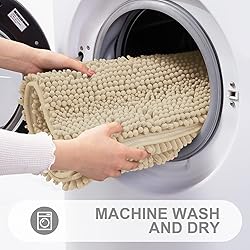Grandaily Chenille Striped Bathroom Rug