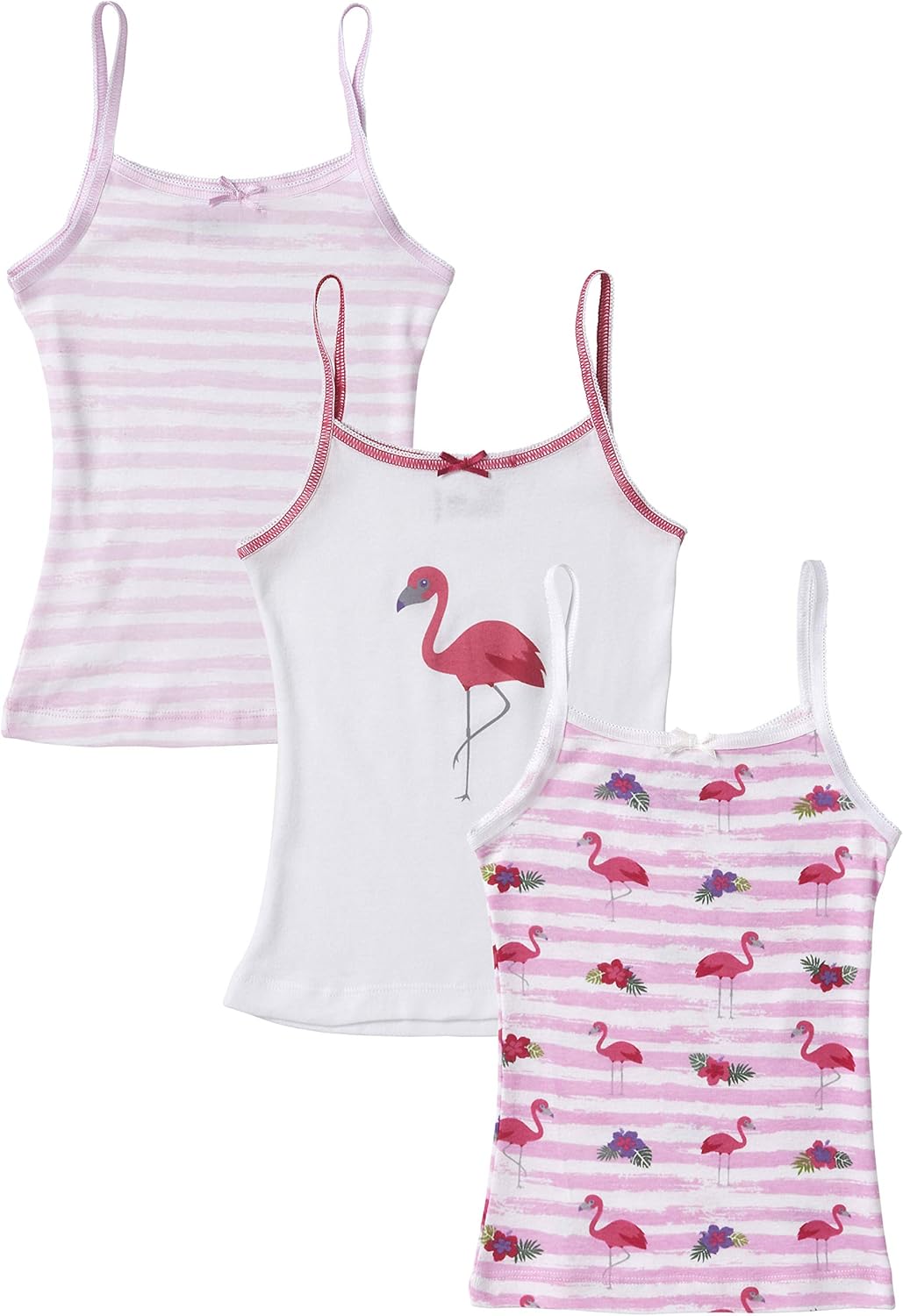 Sportoli Girls 3 Pack Cotton Tagless Cami White and Colored Tank Undershirts: Clothing