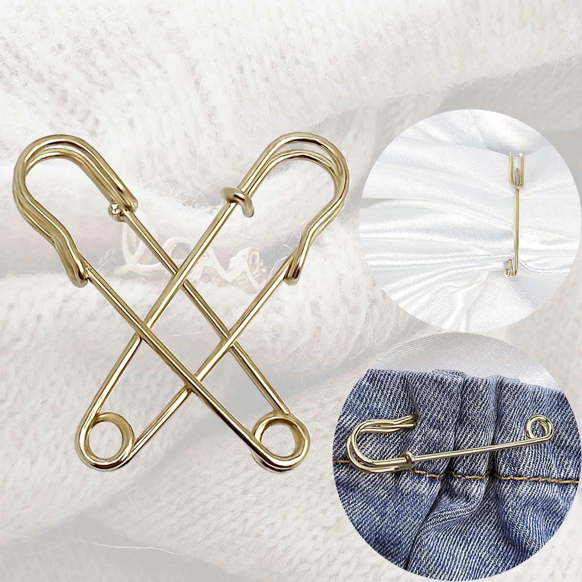 30 Pcs Large Safety Pins 2 Inch Heavy Duty Blanket Pins Big Safety Pin Steel Safety Pins for Blankets Clothes Crafts Leather Canvas, Gold