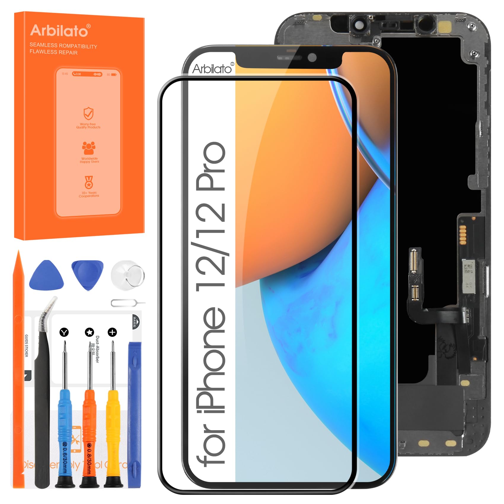 Arbilato Screen Replacement for iPhone 12/12 Pro Touch Screen Digitizer Full Assembly, with Repair Kits for iPhone 12/12 Pro LCD Display