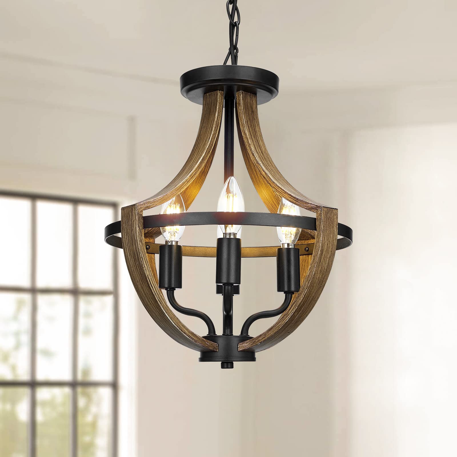 Photo 1 of WOAEKR 13.1" Modern Farmhouse Hanging Pendant Lighting, 4-Light Rustic Interior Flush Mount Ceiling Light Fixture, Vintage Chandelier for Hallway Foyer Dining Room Entryway Kitchen Island Bedroom