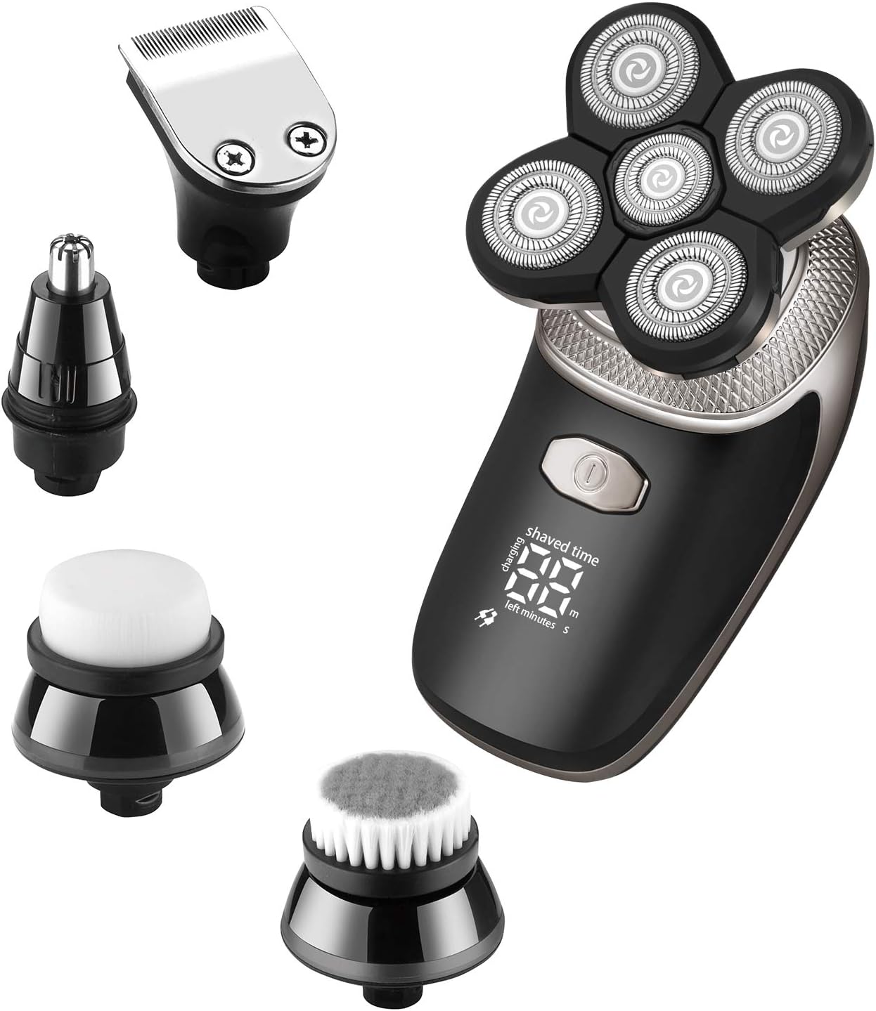 Electric Razor For Men Bald Men Shaver Beard Trimmer 5 In 1 Grooming Kit Rotary Shaver Waterproof Electric Shaver Razor LED Display Rechargeable