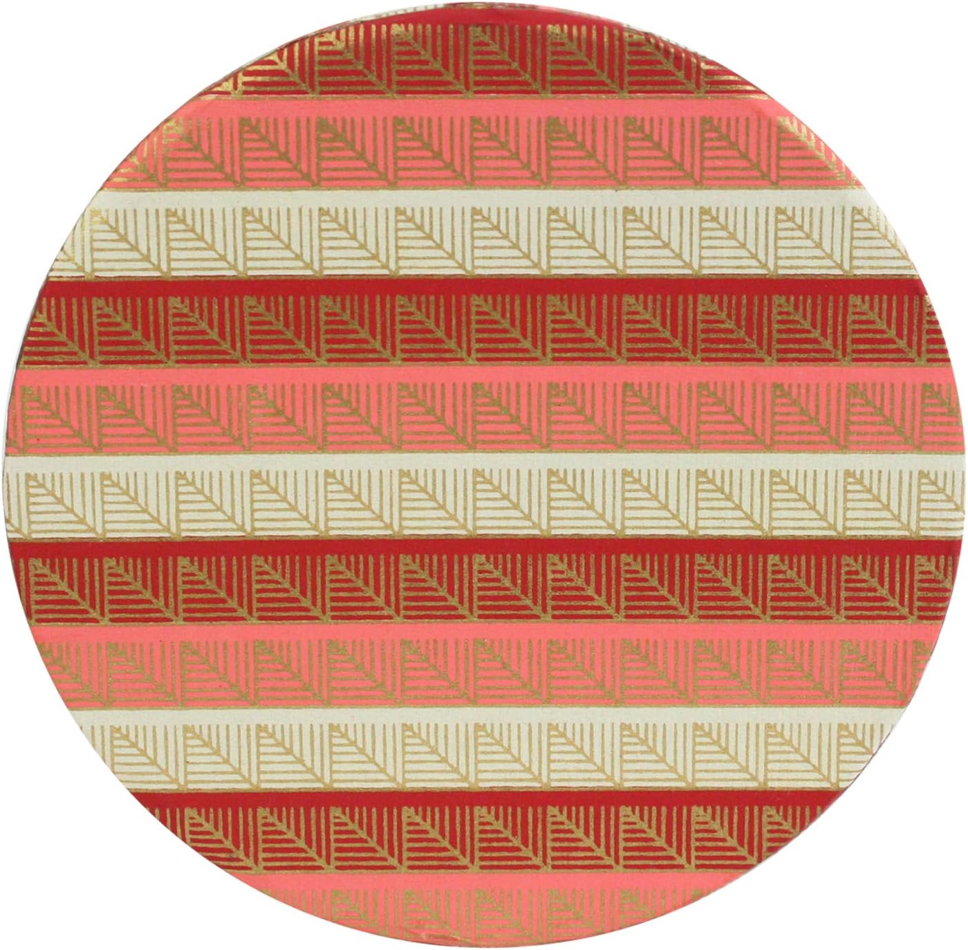 Emartbuy Round Handmade Cotton Paper Gift Box, Printed Red Pink Gold, 14 x 8.5 cm (5.5 x 3.3 in), Single Box - Printed Red Gold - Image 4