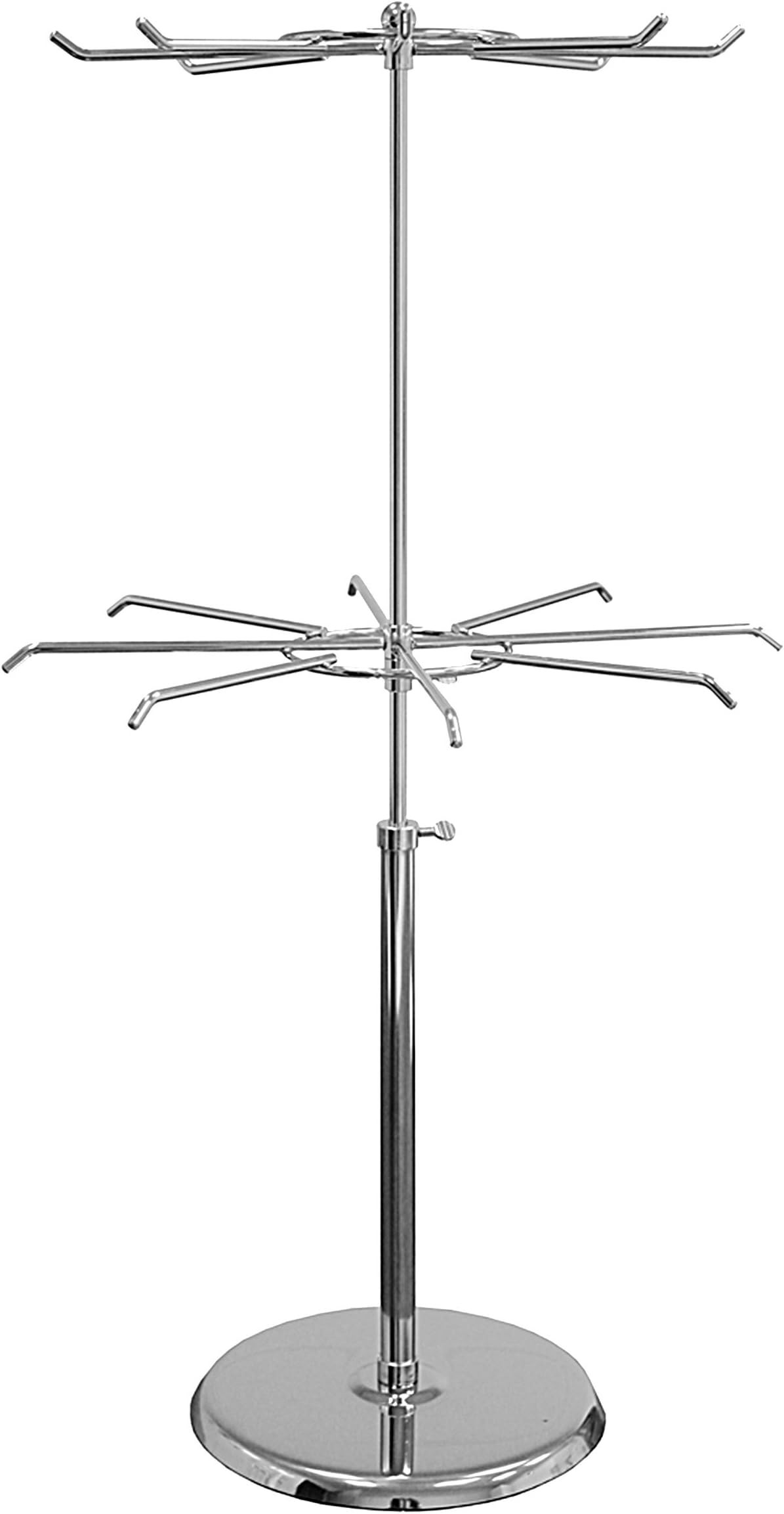 AMKO SPCT2 2-Tier Revolving Countertop Display – Multipurpose Retail Fixture with Chrome Finish, Wired Display Rack. Racks and Shelving