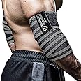 TAVIEW Elbow Wraps for Weightlifting (1 Pair), 47" Elastic Elbow Support & Compression Powerlifting, Fitness, Cross Training & Gym Workout - Elbow Straps for Weight Lifting