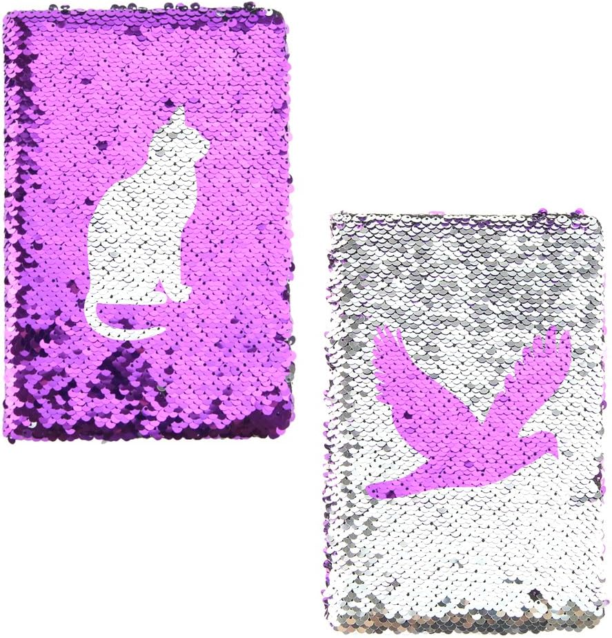 Gino A5 Reversible Sequin Notebook, 1 x Purple (8.3x5.6x0.8 inches), 78 pages, Blank Book for Journal Writing - Image 4