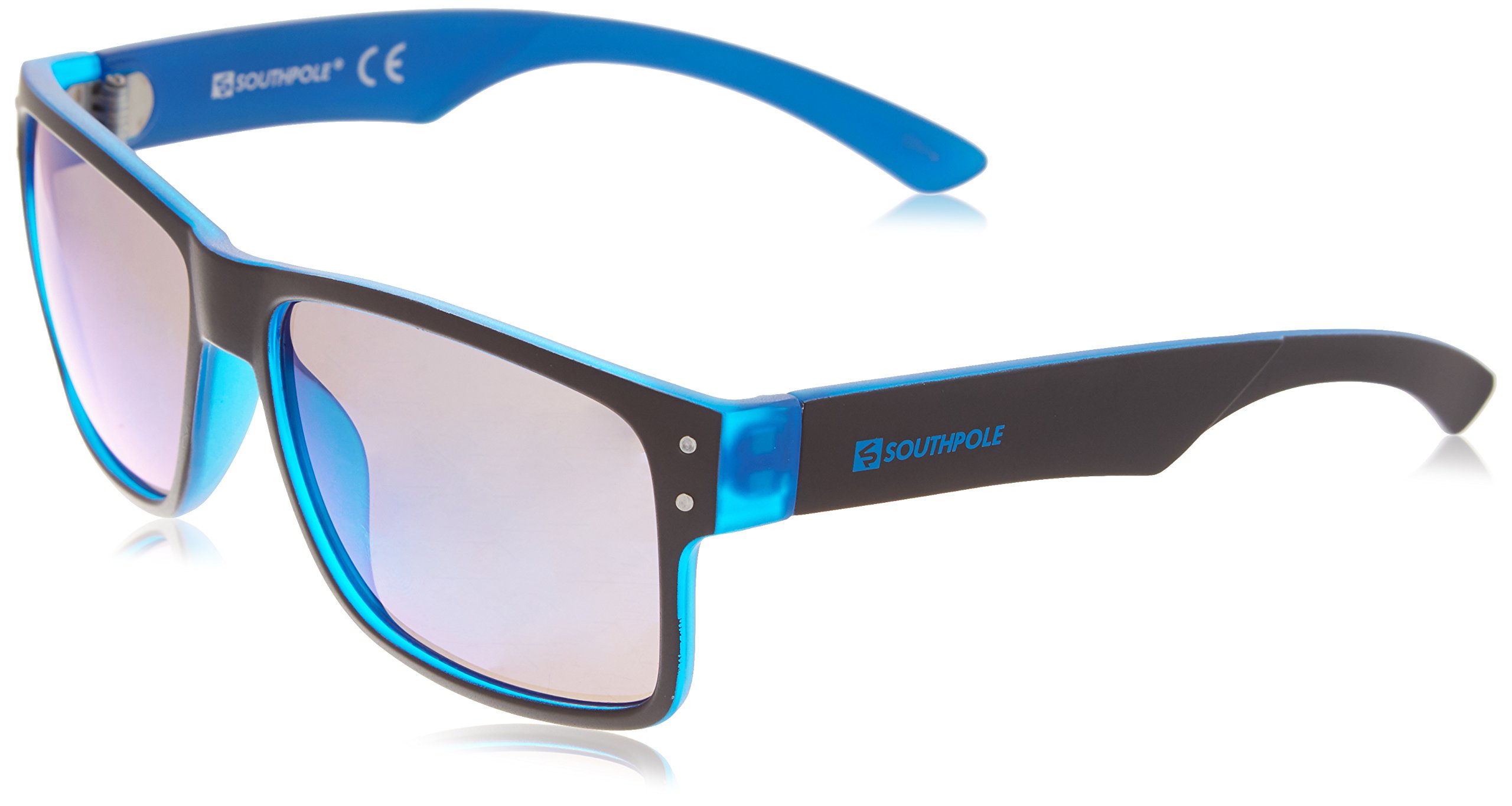 Photo 1 of SOUTHPOLE Men's Classic Rectangular Sunglasses, Black & Blue, 55 mm