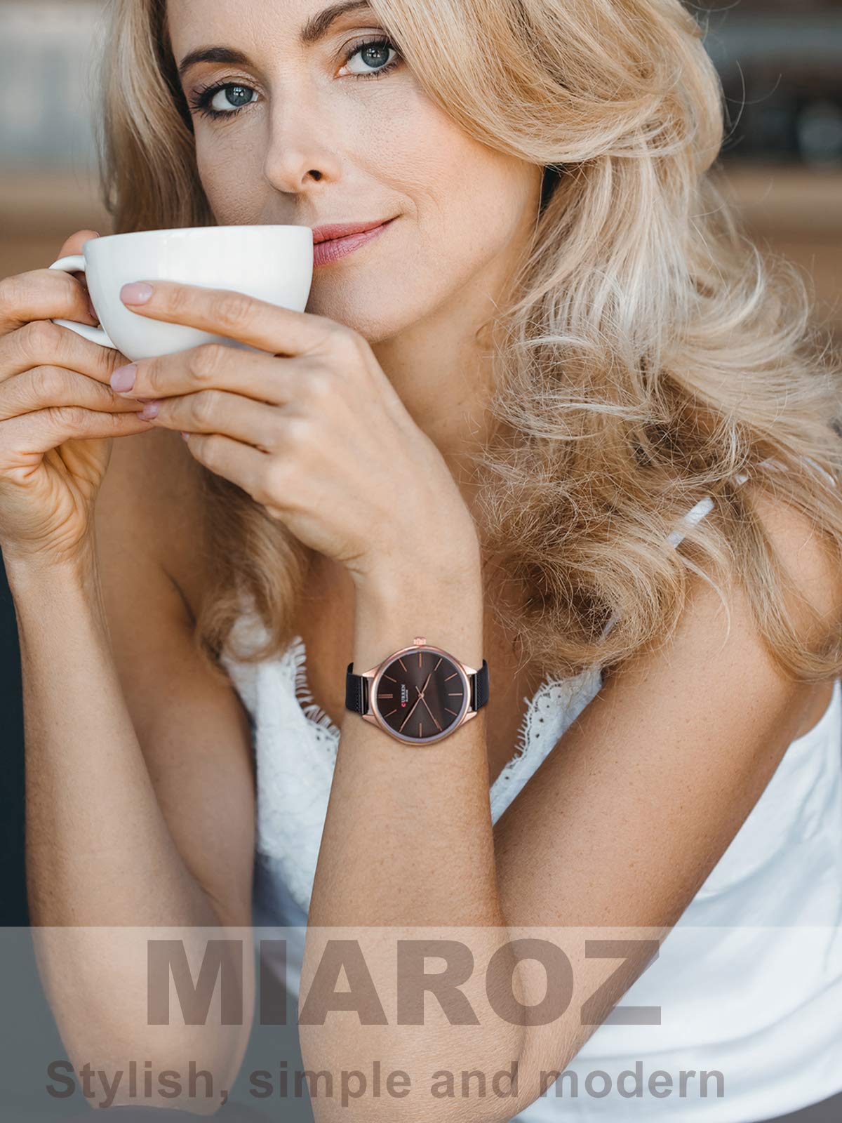 Frauen Uhr, Business Casual Wasserdicht Quarz Armbanduhr für Frau mit Schwarz Edelstahl Mesh Band