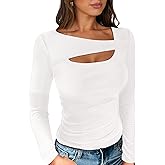 ANRABESS Womens Cutout Tops Trendy Sexy Long Sleeve Shirts Ribbed Slim Fit Tee 2025 Fall Fashion Going Out Tshirts Clothes