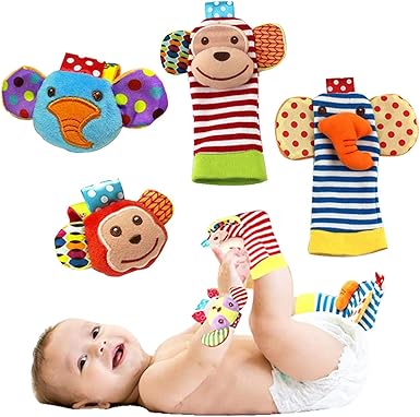 deardeer baby infant animal wrist and feet rattles