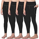 AENLLEY Girls Activewear Leggings with 2 Pockets - Kids Dance Workout Yoga Pants for Athletic Pack of 4