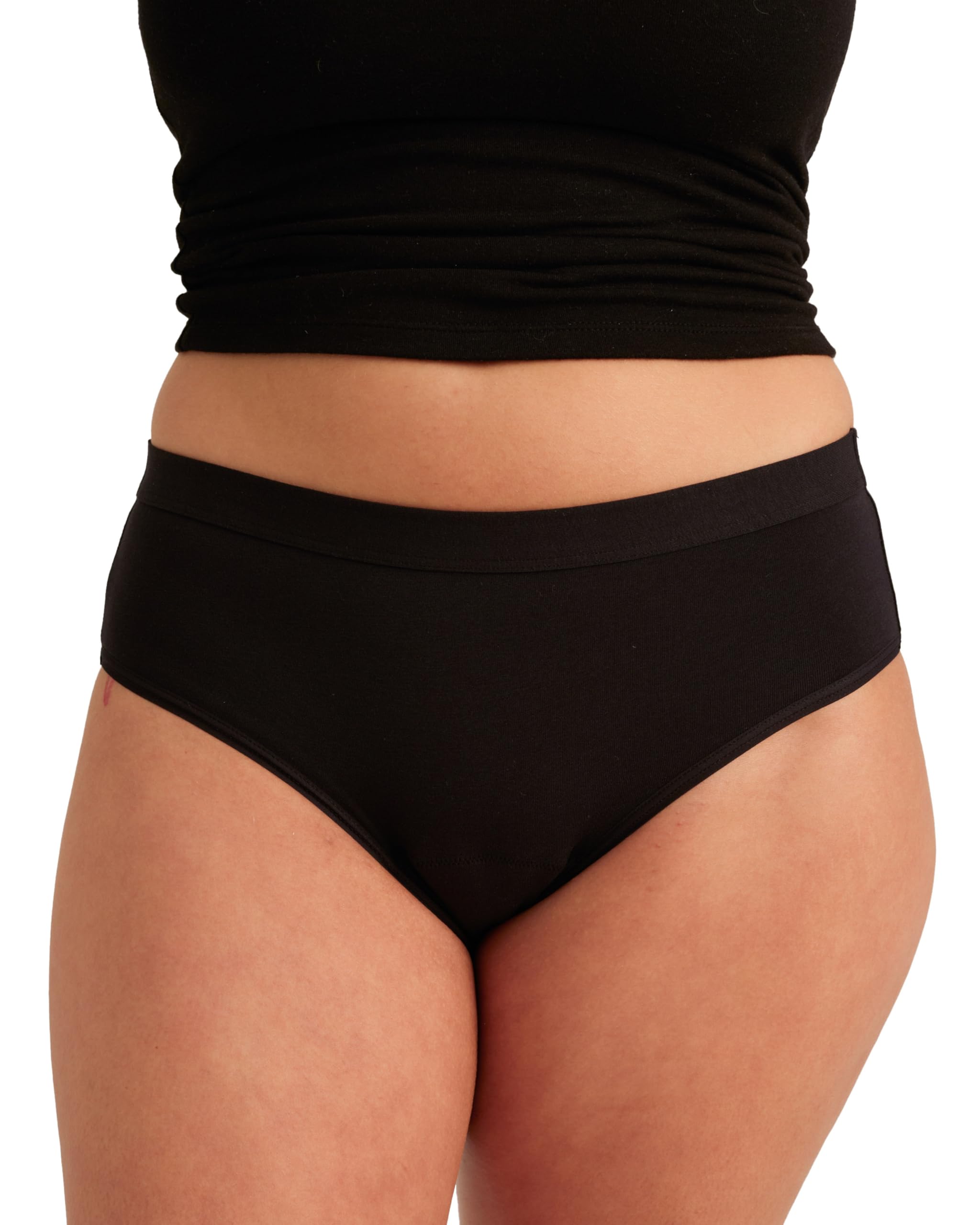 Photo 1 of Saalt EveryWear Cotton Brief - Leakproof Period Underwear - Mid-Rise, Full Coverage Womens Underwear - Reusable & Washable - Replaces 3 Pads or 4 Tampons - Large, Volcanic Black