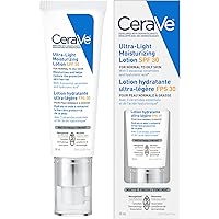 CeraVe Ultra-light Face Moisturizer with SPF 30. Hyaluronic Acid face sunscreen lotion for Men & Women, Normal to Oily & sens