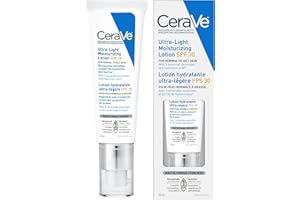 CeraVe Ultra-light Face Moisturizer with SPF 30. Hyaluronic Acid face sunscreen lotion for Men & Women, Normal to Oily & sensitive skin. Fragrance-Free, Oil-Free, Non-Comedogenic, Travel Size 50ML