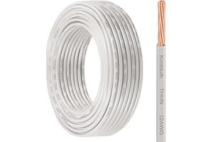 KIMBLUTH THHN Wire 12 Gauge 50 FT Stranded Copper Wire, 12 AWG Copper Wire Rated up to 600V Building Wire Nylon Jacket for Residential, CNC, Ground, Industrial (12 Gauge, White)