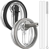 ANTAND 40 oz Tumbler Lid Replacement for Stanley Cup Accessories, Leakproof Flip Straw for 40oz Stanley Lids Quencher H2.0 Protour, 2 Pack No Spill Leak Proof Cover Top (Ash, Black)