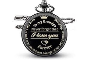 KUCHEY Fathers Day Dad Gifts from Daughter Son, Birthday Gifts for Grandpa Husband Step Dad Personalized Pocket Watch with Chain