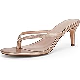 Coutgo Women's Flip Flops Kitten Heel Slip On Thong Slide Sandals