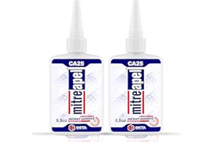 MITREAPEL Cyanoacrylate (CA) Super Glue (0.8 oz) for Plastic, Metal, Leather, Ceramic - Fast Adhesive for Woodworking, Hobby Models, Carpentry - 2 Pack