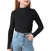 ZDC Girls Mock Neck Long Sleeve Shirts 2025 Ribbed Knit Slim Fit T Shirts Fall Layer Tops Tees