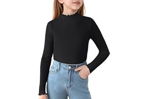 ZDC Girls Mock Neck Long Sleeve Shirts 2025 Ribbed Knit Slim Fit T Shirts Fall Layer Tops Tees