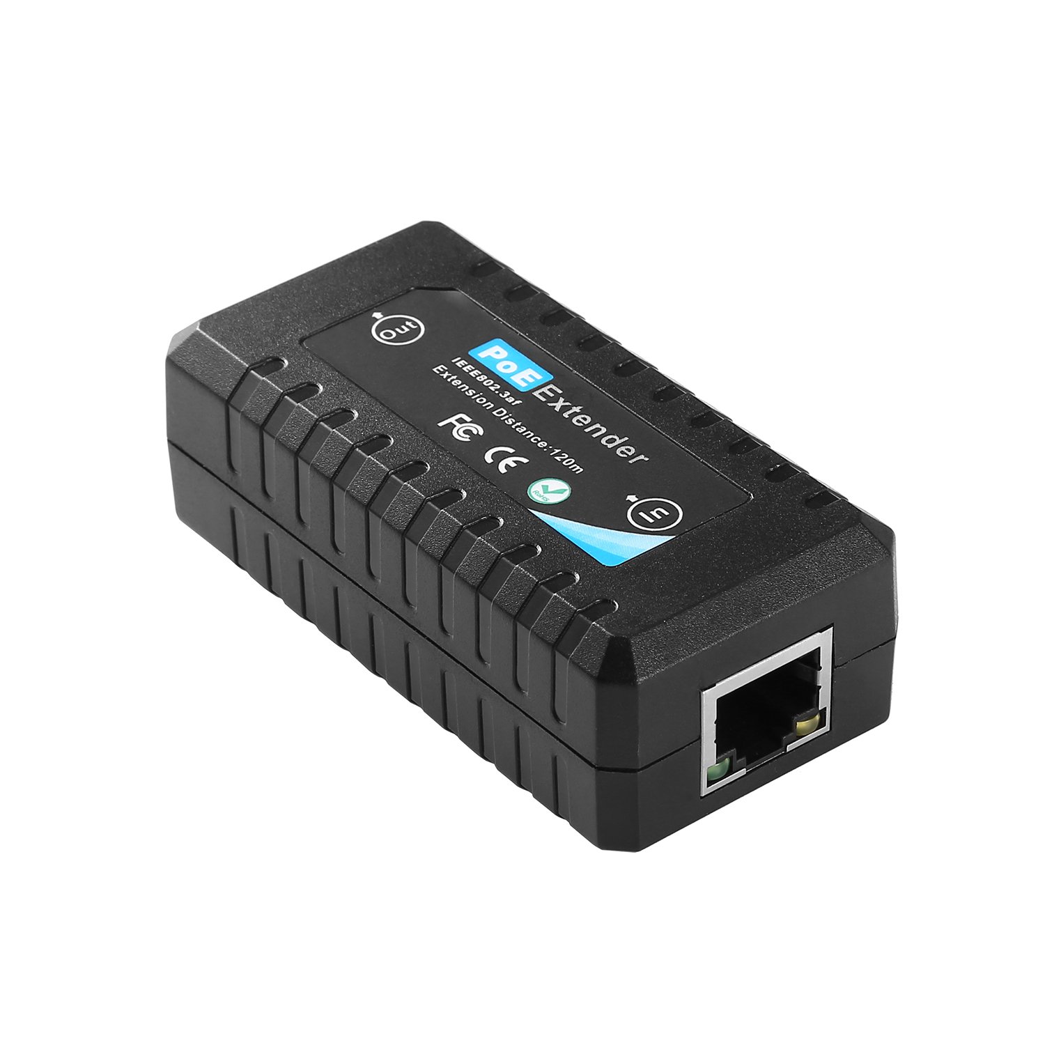 Revotech 1 Port POE Extender IEEE 802.3af Standard 10,100Mbps 100m(328 ft) POE Repeater for POE IP Camera over Cat5 or UTP Cables(POE5002)