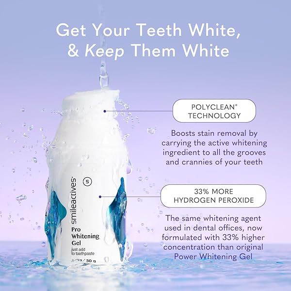 SMILEACTIVES TEETH WHITENING GEL FOR TOOTHPASTE WITH CLINICAL-GRADE HYDROGEN PEROXIDE, TOOTH STAIN REMOVER FOR WHITE TEETH, DENTIST QUALITY PRO WHITENING GEL TO REMOVE COFFEE STAINS, 2 OZ BOTTLE