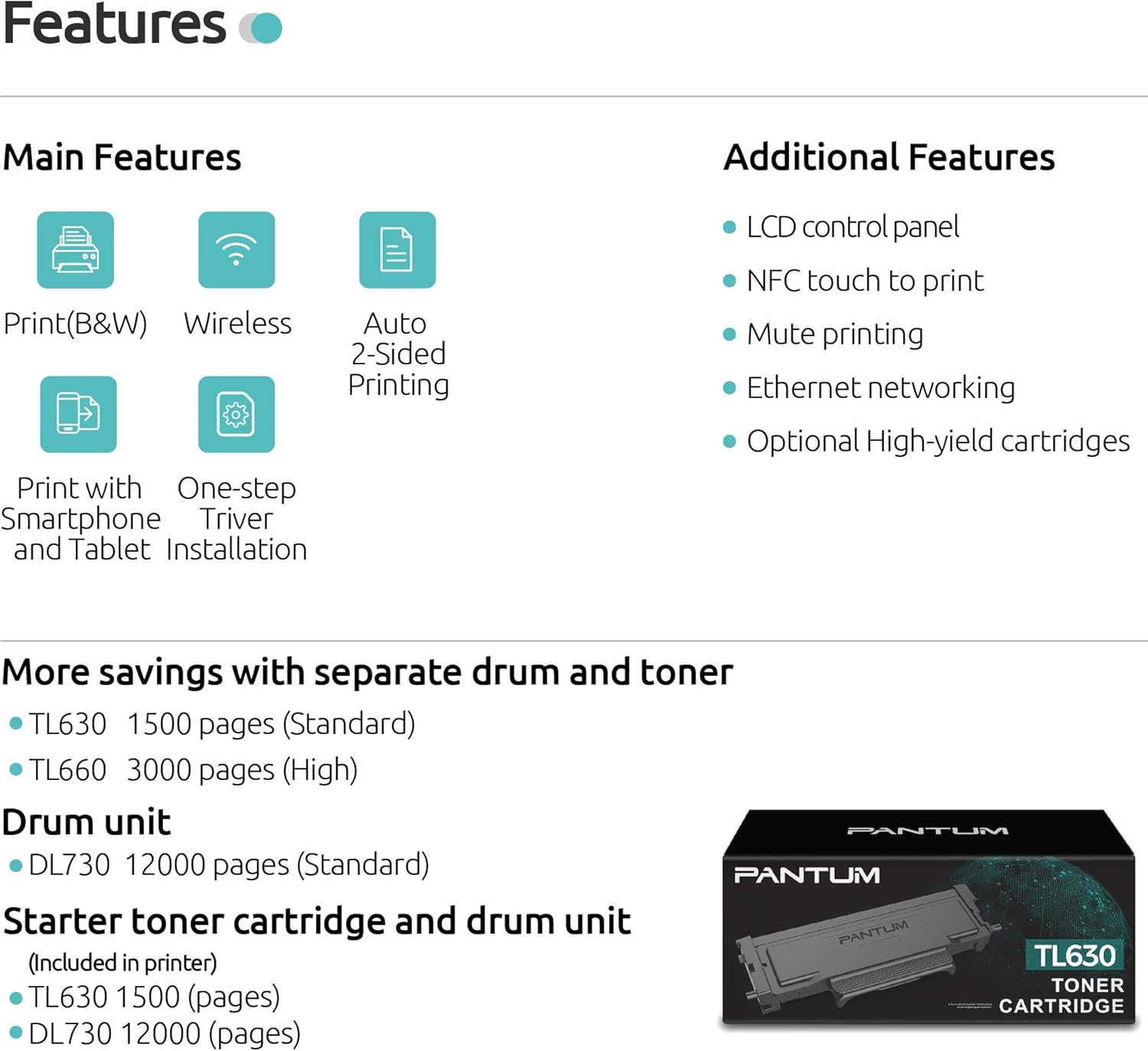 Monochrome Laser Printer Wireless Two-Sided Printing for School and Home Office Pantum L2300DW(V2U04A): Electronics