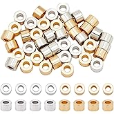 Beebeecraft 50Pcs 6mm Metal Tube Beads 18K Gold & Platinum Plated Brass Column Spacer Beads Rondelle Barrel Loose for Jewelry Making DIY Crafts Bracelet Necklace Supplies