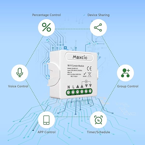 PorcentajeInterruptor Persianas WiFi Maxcio Rel de Persiana WiFi con Funcin de Porcentaje Control por App y Voz Interruptor de Persianas Compatible con AlexaGoogle Home 2 Piezas
