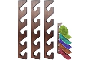 SOEWIOU 3 Pcs Hat Rack for Baseball Caps, Wall Mounted Wooden Hat Storage Organizer Hanger, Wall Vertical Hat Holder Caps Display Rack for Closet Door Bedroom Living Room Entryroom Laundry