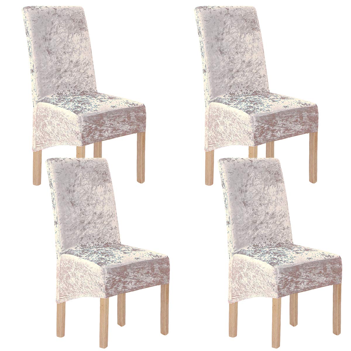 Crushed Velvet XL Chair Covers for Dining Chairs 2/4/6 Pcs Chair Protective Slipcover,Elastic Chair Protector Seat Covers for Dining Room Wedding Banquet Party Decoration(Light Gold-G,4 Pack(XL))