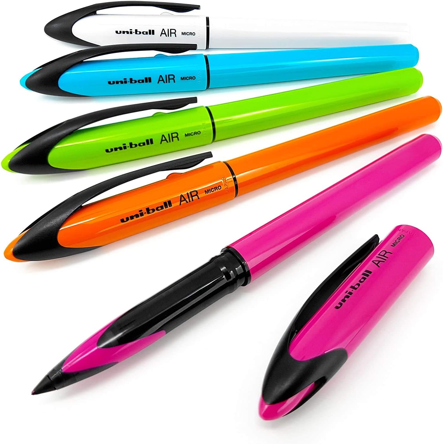 uni-ball AIR Micro - 0.5mm Fine Rollerball - Blue Ink - Orange Barrel - Pack of 3, Orange,Blue, 1 count (Pack of 3) - Image 4