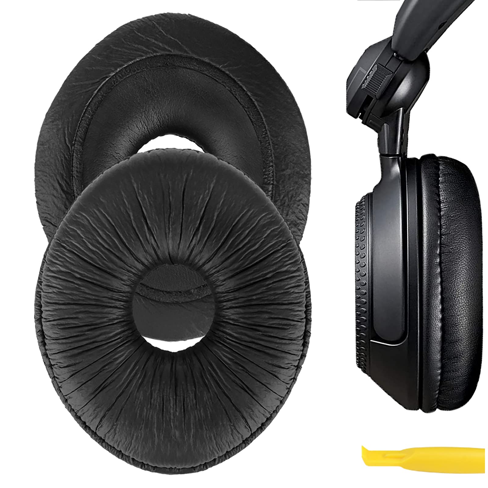 Geekria Replacement Ear Pads for Panasonic Technics RP-DJ1200, RP-DJ1205, RP-DJ1210 Headphones Ear Cushions, Repair Parts (Black)