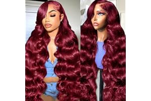 Diwionte 26 Inch 99J Burgundy Lace Front Wigs Human Hair Body Wave 13x6 HD Transparent Lace Front Wigs Human Hair Pre Plucked with Baby Hair 99j Red Wine Glueless Human Hair Wigs for Women