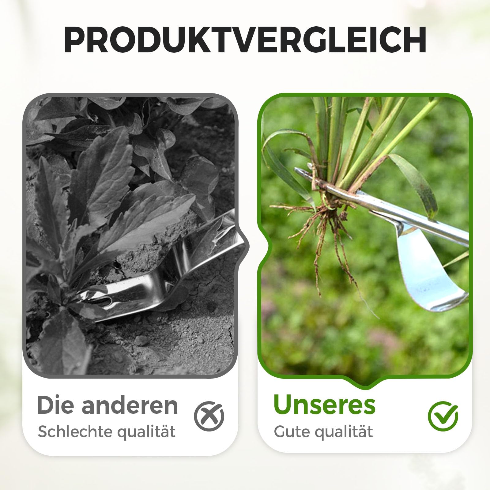 Generisch Unkrautentferner Länge 30cm, 2026 Neu Wurzeljäter mit Holzgriff, Unkrautstecher Edelstahl, 2-in-1 Unkrautrechen und Gartenhacke, Garden Hand Weeder zum Graben, Jäten, Lösen (1PC) 2