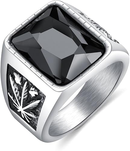 Amazon ステンレス製 ボリューム メンズ リング 指輪 オニキス リング 男性指輪 ステンレス リング メンズ リング 指輪 キュービックジルコニアリング Czレッド 多面カット ストーン リング ジュエリー 通販