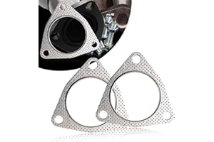 Bestmoy 2pcs Car Exhaust Flange Gasket, Upgrade 2.5-inch Triangular Exhaust Pipe Flange Interface Gasket with 3 Holes, Replacements Accessories for Cars Suvs Trucks (Silver)