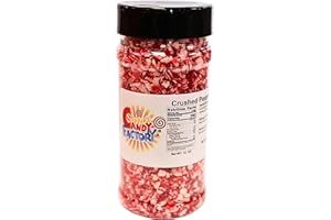 SARAH'S CANDY FACTORY Crushed Peppermint Candy Pieces, Red & White, Mint Flavored Bits for Baking, Toppings, Decorating, and Holiday Treats, 12 Oz in Reusable Jar