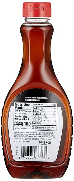 AMAZON BRAND – HAPPY BELLY PANCAKE SYRUP, ORIGINAL FLAVOR, 12 FL OZ