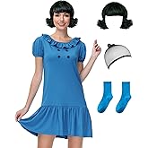 Maisolly Halloween Women's Costume Adult Puff Sleeve Mini Cospaly Party Dress