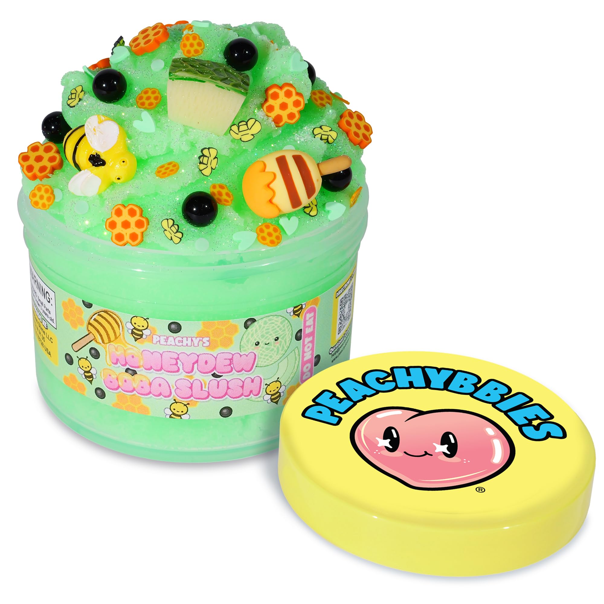 Peachybbies Honeydew Boba Slush Slime, Made in USA Premium, 100% Authentic, 7 oz. ICEE, Scented for Kids, ASMR, Fidget Toys