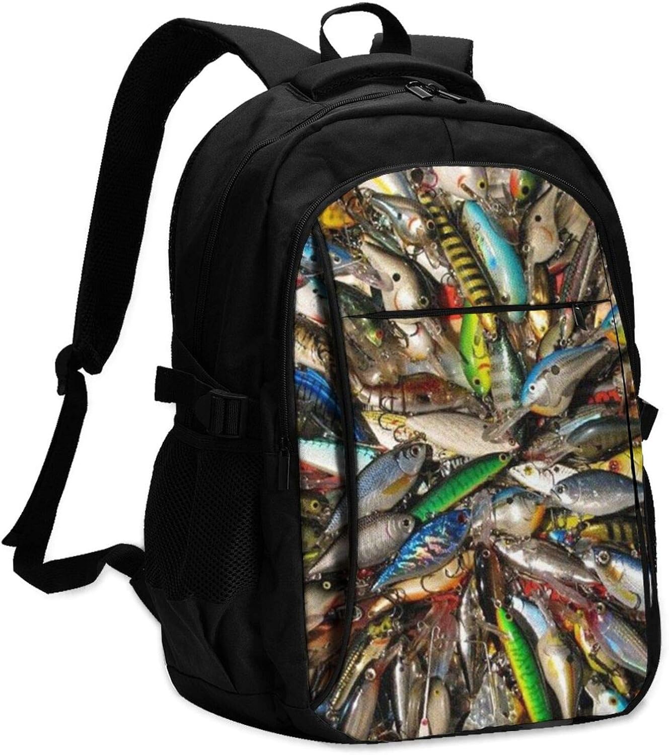 Fishing Bait Printed Usb Backpack Travel Backpack Menâ€s And Womenâ€s