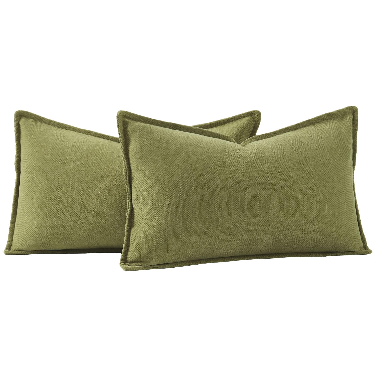 Madizz Textured Chenille Cushion Covers Set of 2 Super Soft Decorative Throw Pillow Covers Boho Pillowcases Modern Home Decor for Sofa Bedroom 12x20 inch, 30x50 cm, Moss Green