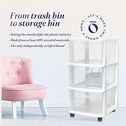 HOMZ Drawer Tower, 3-Tier Clear Plastic Storage