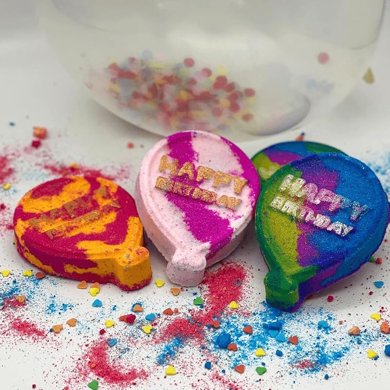 Birthday Balloon Bath Bomb Shimmery Hand-Painted Gift Celebration Party Favor